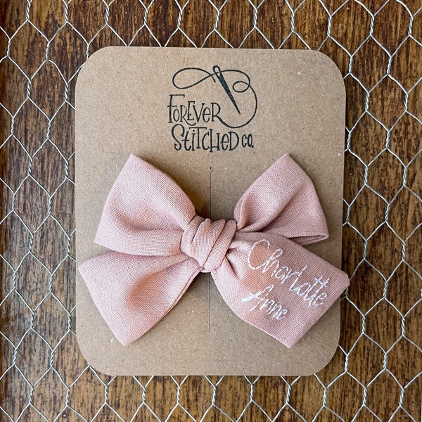 Name Bow | Embroidered Bow | Custom Bow | Baby Bow | Bow Headband | Bow Clip | Toddler Bow | Hair Clip