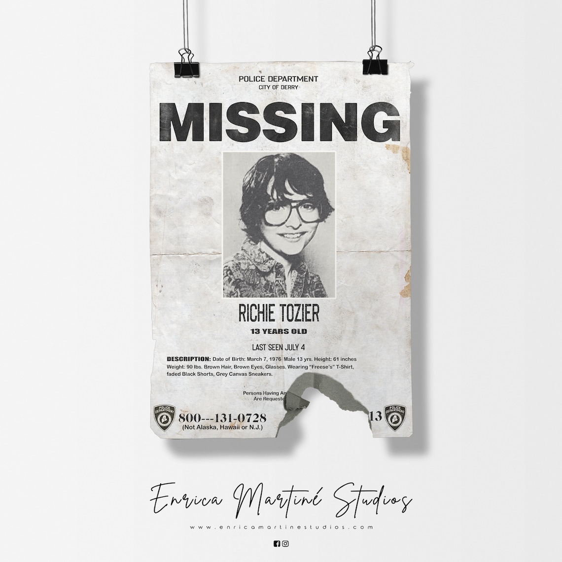 IT Chapter One : Richie Tozier Missing Poster pennywise / | Etsy