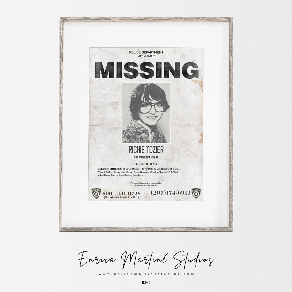 IT Chapter One : Richie Tozier Missing Poster pennywise / | Etsy