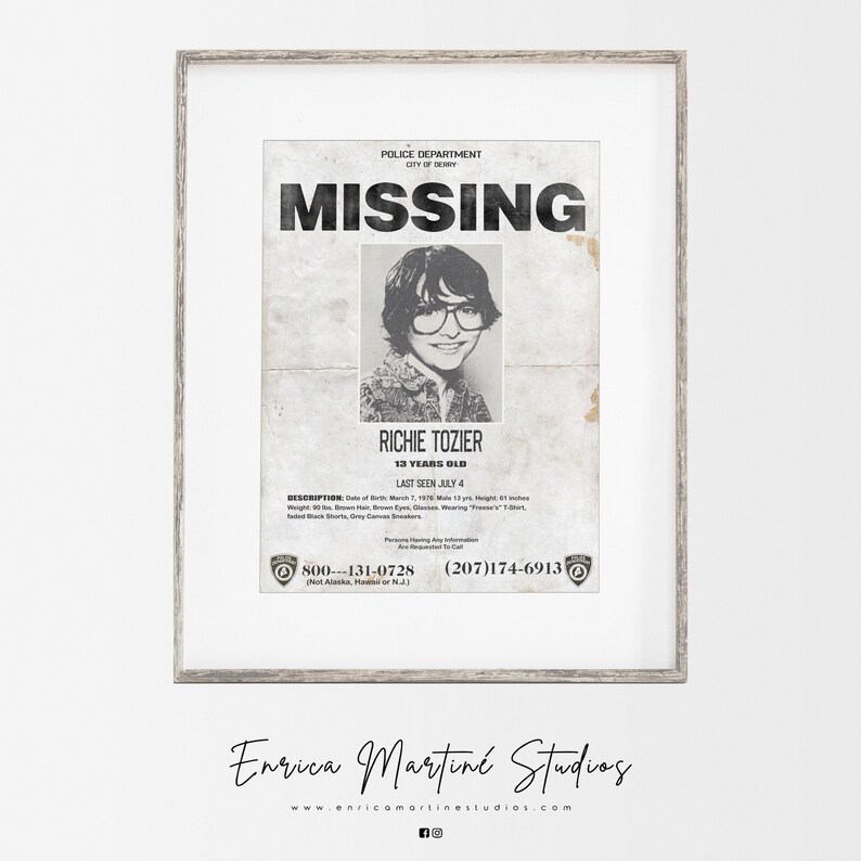 IT Chapter One : Richie Tozier Missing Poster pennywise / | Etsy