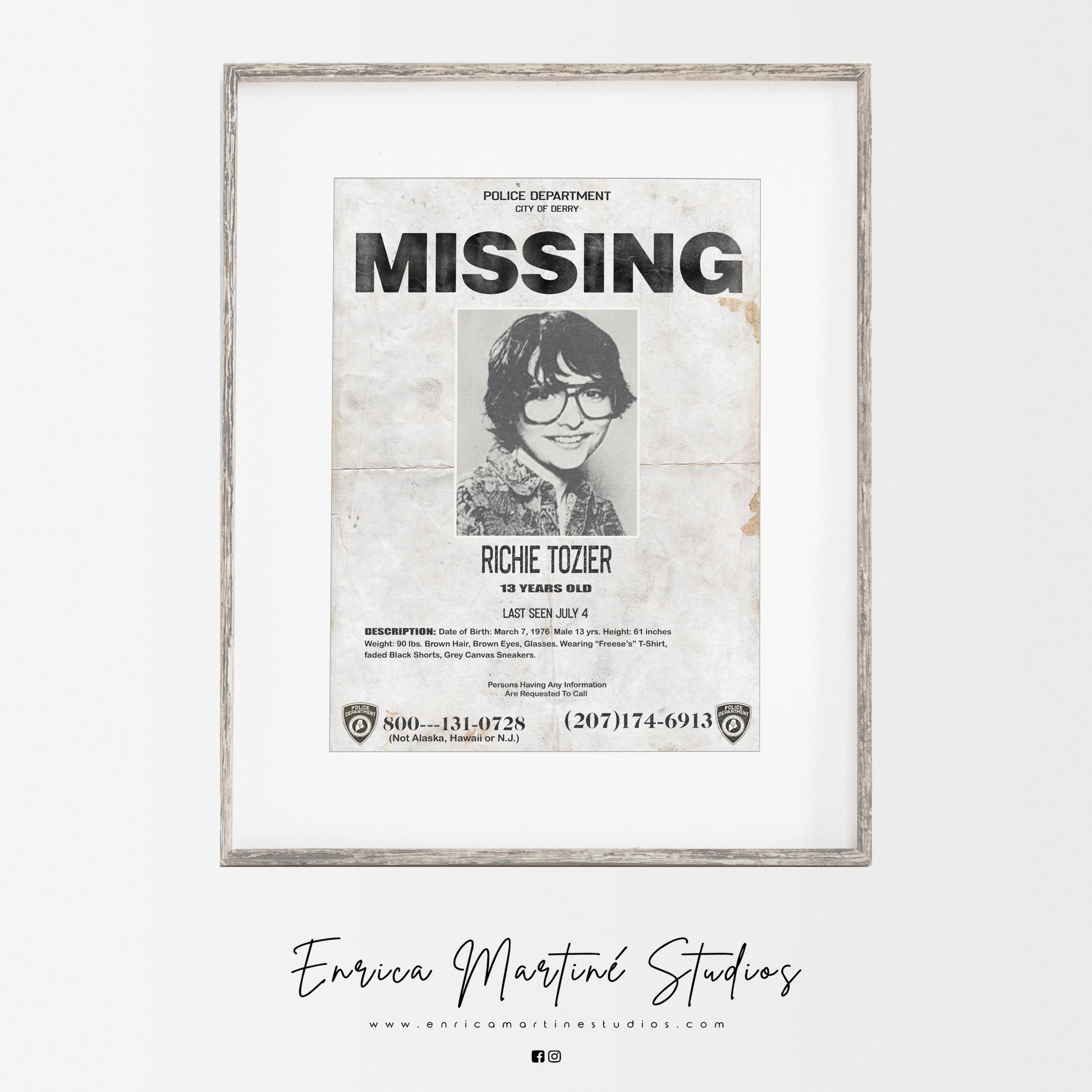 IT Chapter One : Richie Tozier Missing Poster pennywise / | Etsy