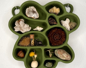 Knick Knack Shelf "Cement Shelf of Inspiration No. 2" in Moss: - Curio Shelf, Wall Altar, Niche Nature Shelf, Waldorf Decor