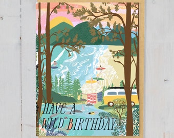 Happy Birthday Greetings Card | Nature Lover Birthday | Have A Wild Birthday | Surfer Hiker Card with Envelope | Cute Birthday Gift Idea
