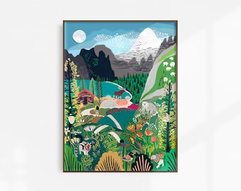 Canadian Rockies Art Print |British Columbia |Travel Art| Alberta|| Nature Art | Hiking Art | Mount Assiniboine| Canada|Landscape| Mountains
