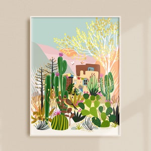 Desert Travel Art Print | New Mexico Poster | Boho Wall Art | Cactus Art Decor | Tropical Print | San Jose | New Mexico | Arizona Print