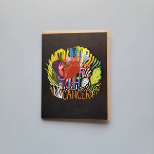 de voeux du zodiaque du Cancer | de signe d'astrologie | carte d'anniversaire | Carte vierge| Spirituel|Crabe|Corail|Océan|Noir