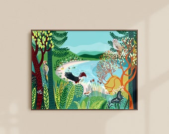 Qualicum Beach Art Print | Vancouver Island Landscape with Eagle (12x16)