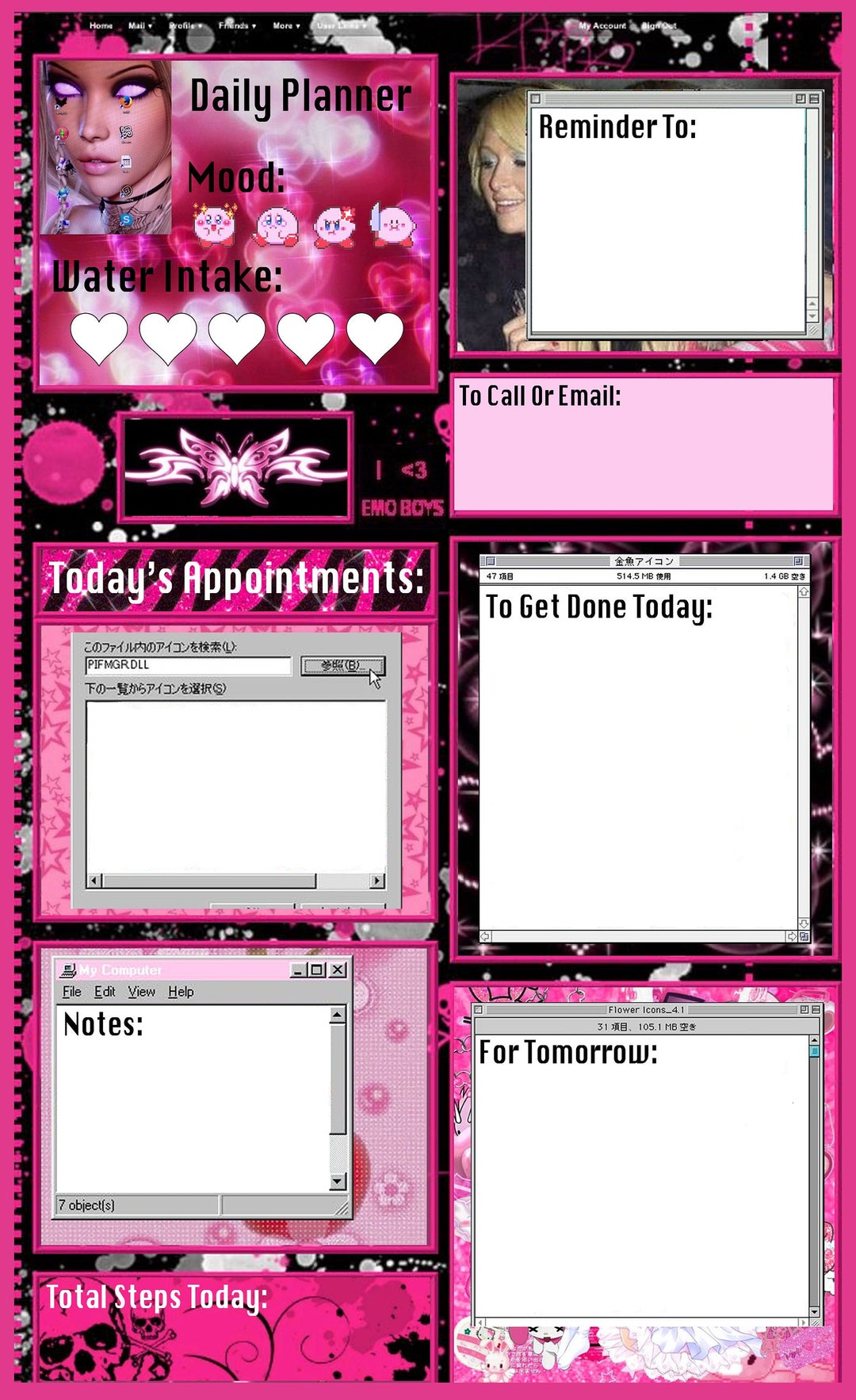 Myspace Inspired Daily Planner Etsy Myspace Inspired Daily Planner Etsy