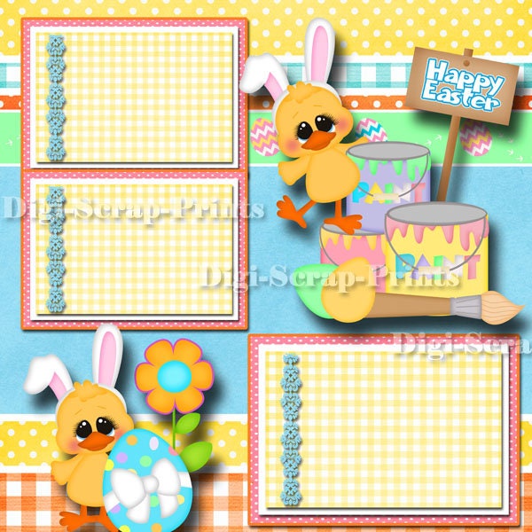 thumbnail image 2 of Coloring Easter Eggs Premade Scrapbook Pages - 12x12 Printed Paper - DigiScrap A0441 2 of 2