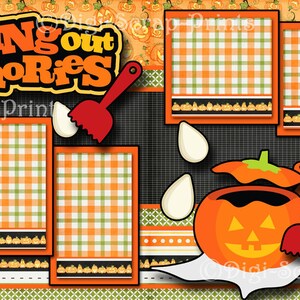 CARVING PUMPKINS ~fall Halloween 2 Printed 12X12 Pre-made Scrapbook ...