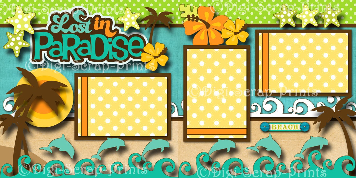 PARADISE BEACH ~ Ocean Sand Printed 12X12 Pre-made Scrapbook Pages ...