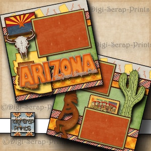 ARIZONA  ~  vacation 2 Printed 12X12 Pre-made Scrapbook Pages Quick Pages Scrapbooking Paper travel Layout Premade By DigiScrapPrints A0007