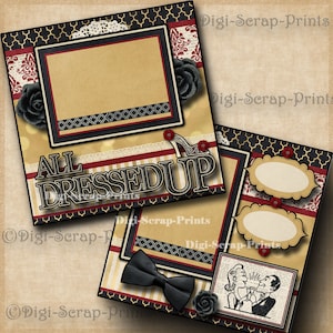 All Dressed Up  ~ Prom ~ 2 Printed 12X12 Pre-made Scrapbook Pages Quick Pages Paper Layout Premade Pages scrapbooking DigiScrapPrints A0020