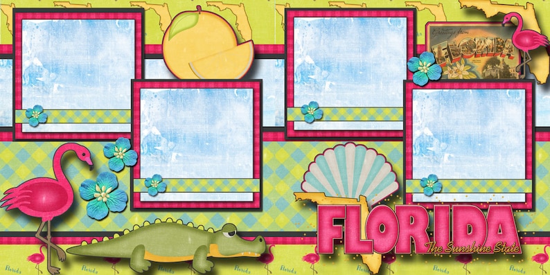 FLORIDA VACATION 2 Printed 12X12 Pre-made Scrapbook Pages Quick Pages ...