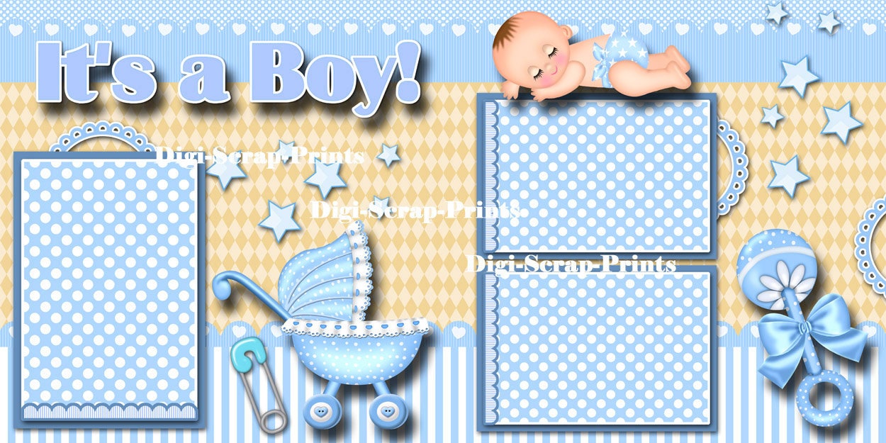 Baby Boy Digital Scrapbooking Paper 12x12- 300dpi- Free- It's a Boy- –  Cool Croc Art