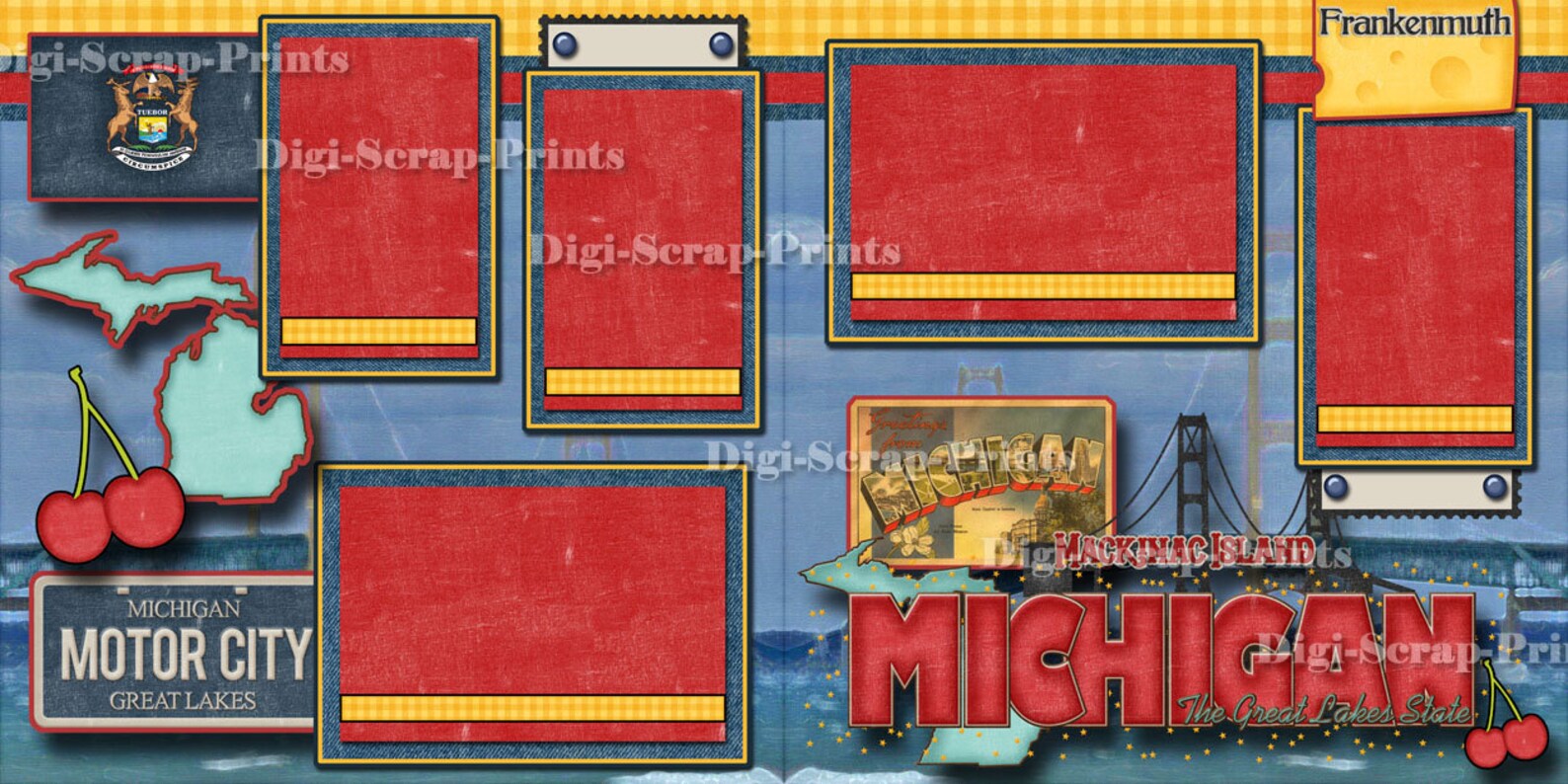 MICHIGAN Vacation 2 Printed 12X12 Premade Scrapbook Pages Quick Pages