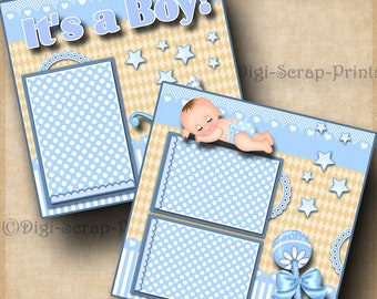Premade Scrapbook Page STROLL WITH ME (1) 12x12 Baby Boy Layout –  Scrapbooksrus