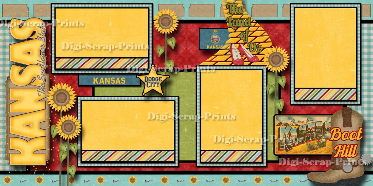 KANSAS Vacation 2 Printed 12X12 Premade Scrapbook Pages Quick Pages