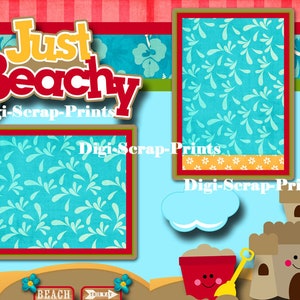 JUST BEACHY Ocean Sand 2 Printed 12X12 Pre-made Scrapbook Pages Quick ...