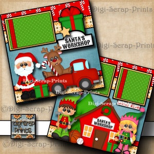 CHRISTMAS Santa's Workshop 2 Printed 12X12 Pre-made Scrapbook Pages Quick PAGES paper Scrapbooking Premade Layout DigiScrapPrints A0160