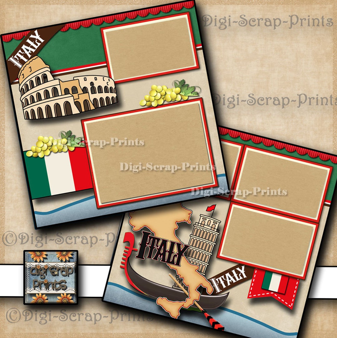 レア！Made in U.S.A. catalog & Scrapbook ITALY ~ Vacation Travel 2 Printed 12X12 Pre-made Scrapbook