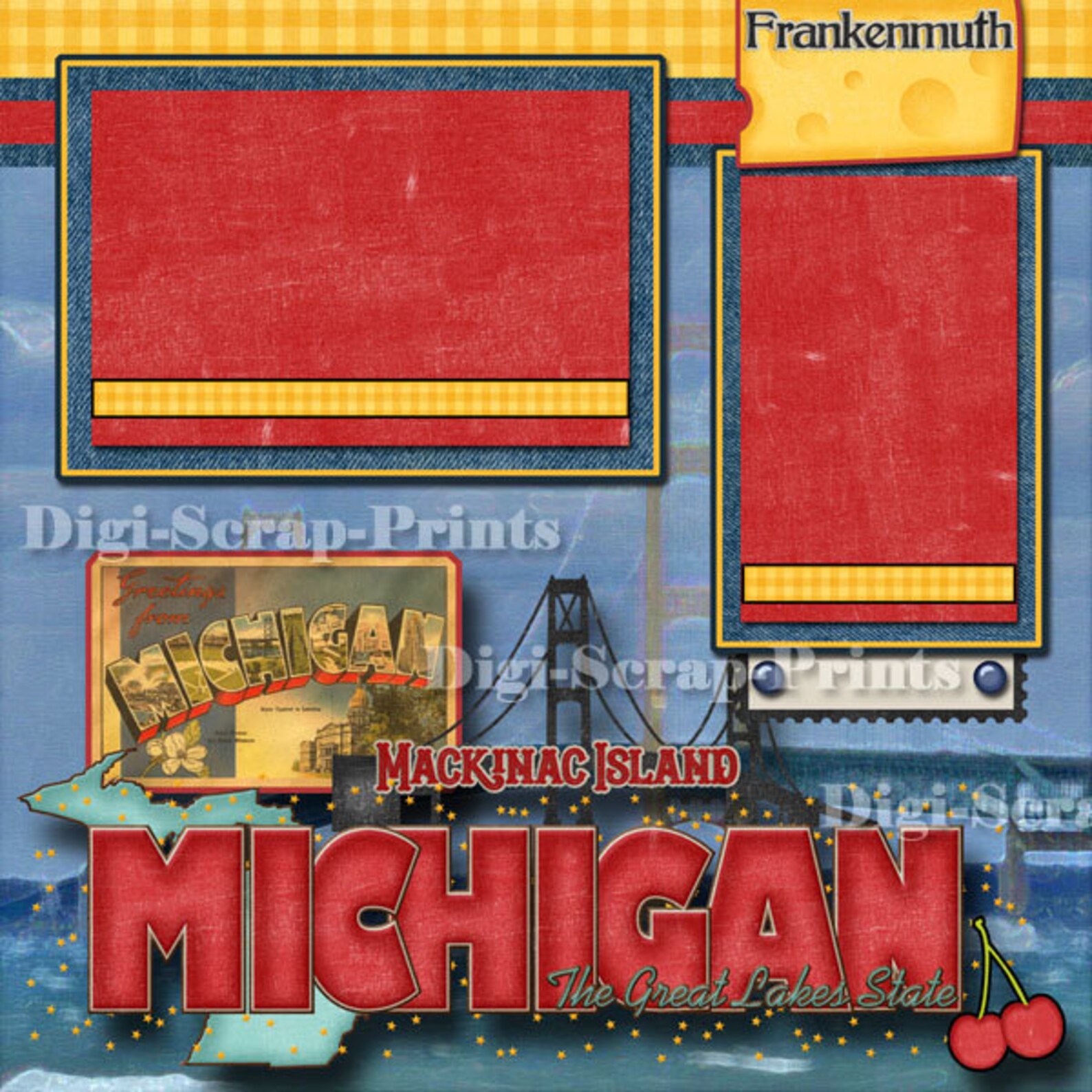 MICHIGAN Vacation 2 Printed 12X12 Premade Scrapbook Pages Quick Pages
