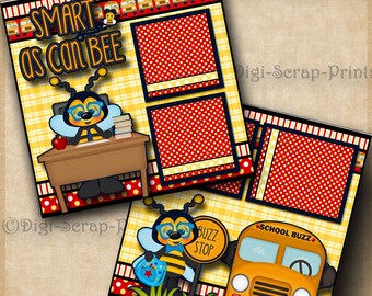 Smart As Can Be SCHOOL ~ grade 2 Printed 12X12 Pre-made Scrapbook Pages Quick Pages Scrapbooking Paper Layout Premade  DigiScrapPrints A0524