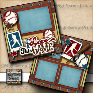 BASEBALL T-BALL 2  Printed 12X12 Pre-made Scrapbook Pages Quick Pages Digital Paper Premade Layout Paper Scrapbooking DigiScrapPrints A0075