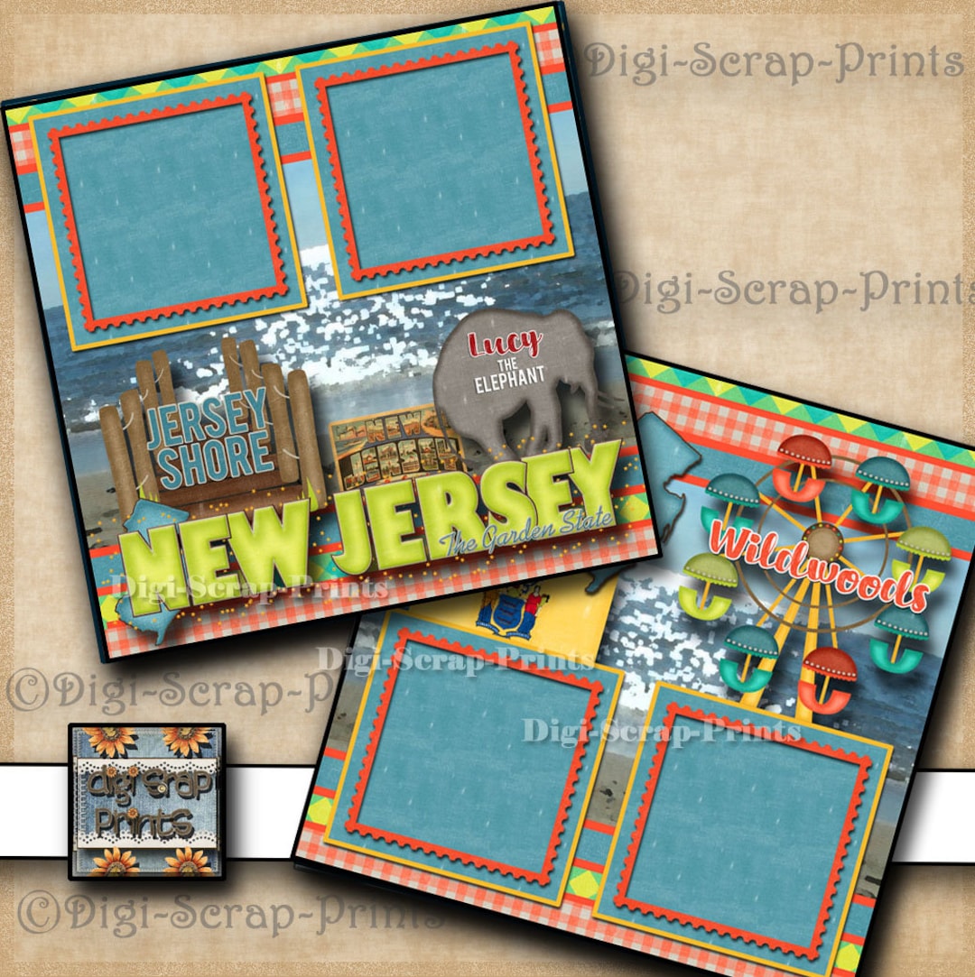 NEW JERSEY Vacation 2 Printed 12X12 Premade Scrapbook Pages Quick