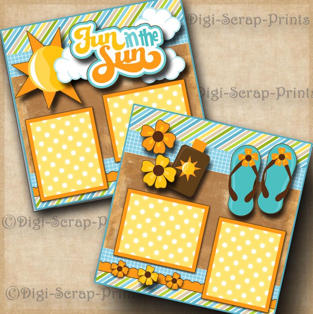 BEACH Fun in the Sun Ocean Sand 2 Printed 12X12 Pre-made Scrapbook ...