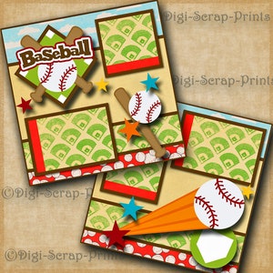 BASEBALL T-BALL 2  Printed 12X12 Pre-made Scrapbook Pages Quick Pages Digital Paper Premade Layout Paper Scrapbooking DigiScrapPrints A0076