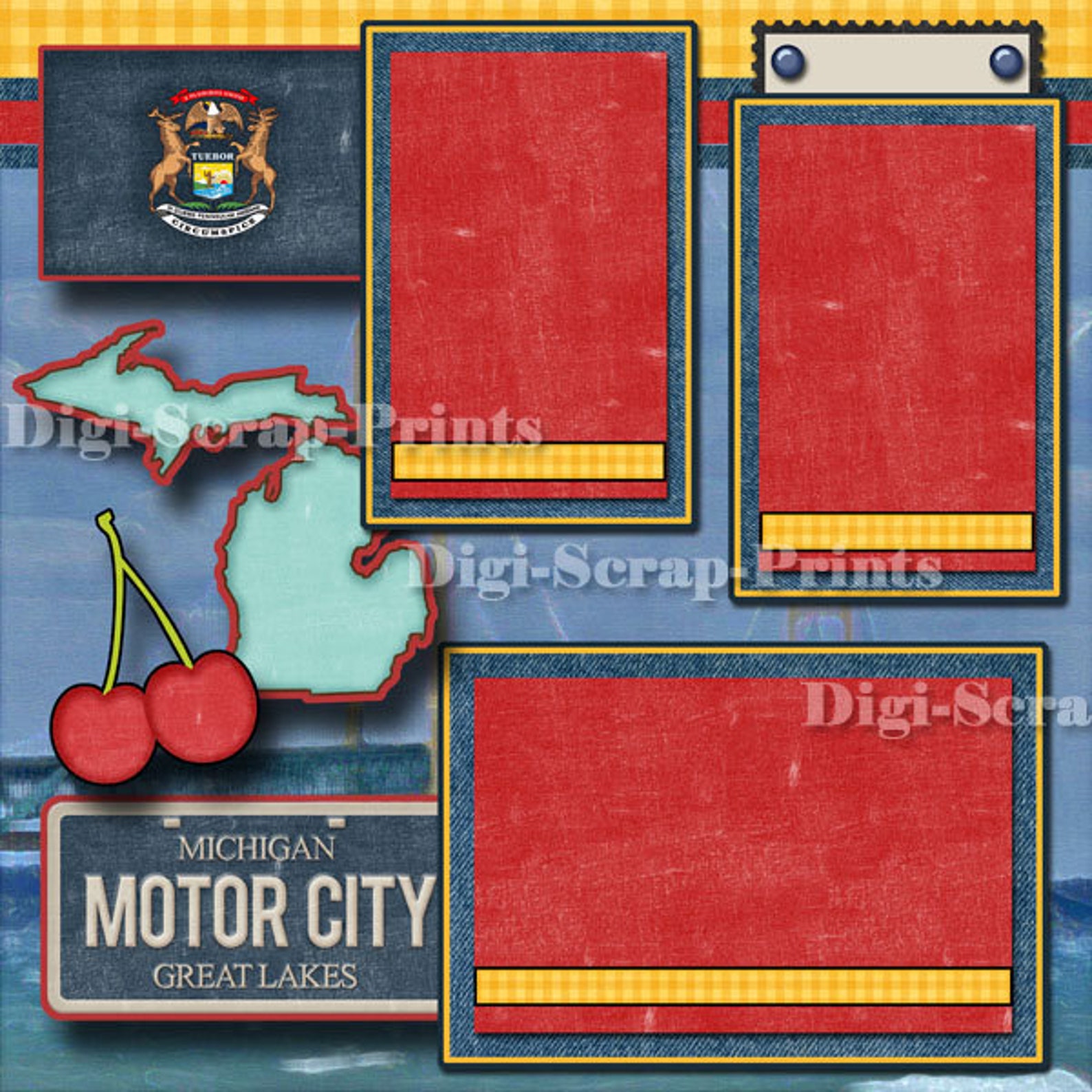 MICHIGAN Vacation 2 Printed 12X12 Premade Scrapbook Pages Quick Pages