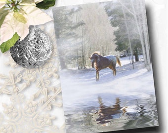 Buy one get one free greeting card offer Gray Horses Galloping In Snow Buy one get one free greeting card offer Gray Horses Galloping In Snow