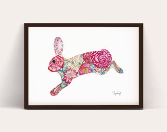 Year of the rabbit art print- Watercolor Illustration
