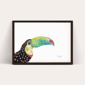 Toucan Watercolor Print | Tropical Bird Art | Jungle Wall Decor | Colorful Wildlife Poster