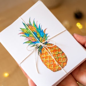 Lot de 6 cartes de voeux Hawaï, cartes de remerciement vierges pliées, papeterie aquarelle animalière et florale