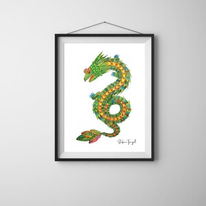 Jahr des Drachen Aquarell Print – Chinesisches Neujahr 2024 – Mythische Schlange Illustration