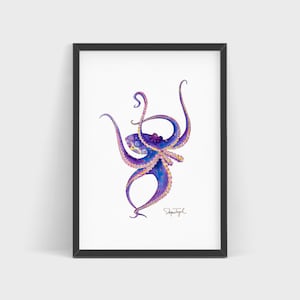 Octopus Watercolor Print | Cephalopod Illustration | Nautical & Coastal Wall Art