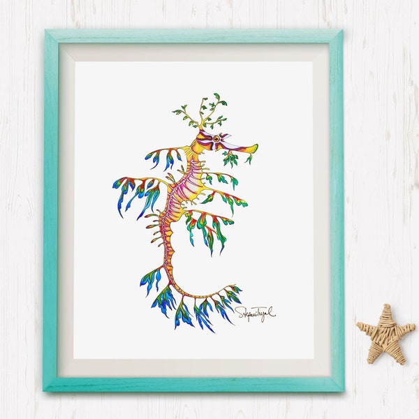 Leafy Sea Dragon watercolor Illustration