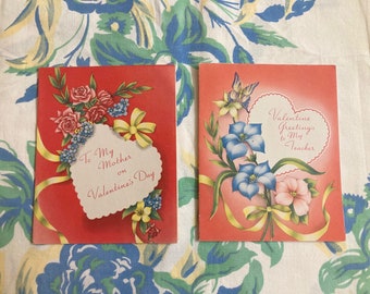 Valentine's Day Cards, Teacher Valentine, Mother Valentine, 1950s