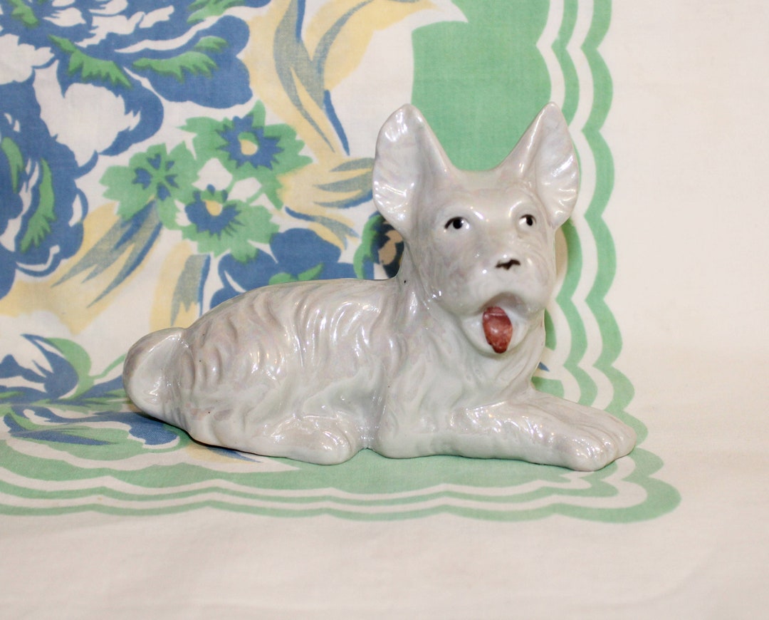 White Dog Statue Scottie Dog Statue Terrier Dog Figure Etsy