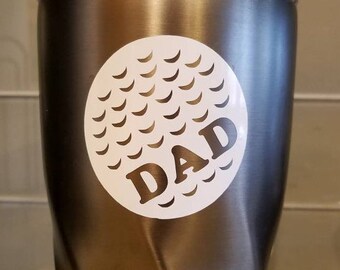 Golf ball Decal -personalized permanent vinyl - perfect for Yeti/Rtic cups, coolers, car windows, golf carts, etc. Decal only.