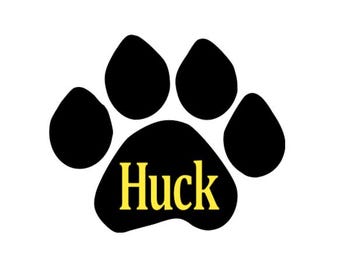 Personalized Pet Paw Print Decal, Custom Dog/Cat Name Vinyl Sticker