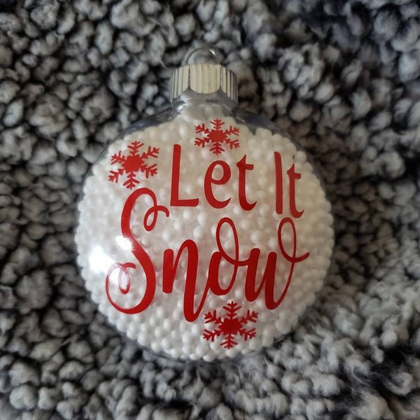 Let it Snow decal. Permanent vinyl, decal only. Perfect for Christmas ornaments.