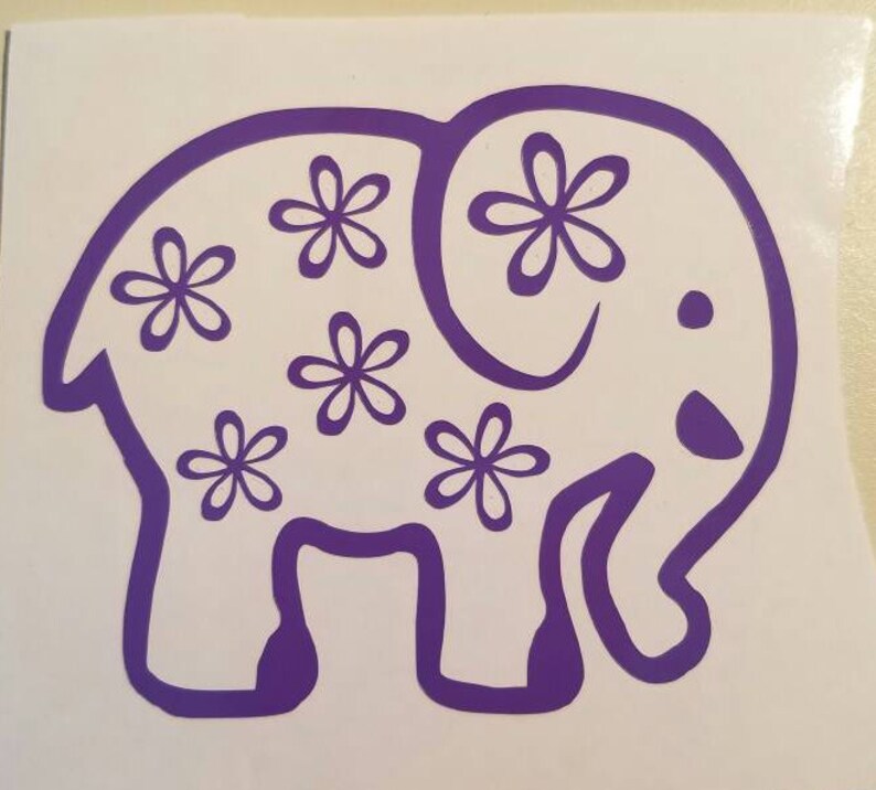 elephant with flowers decal permanent vinyl perfect for etsy