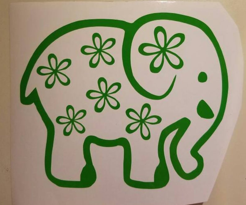 elephant with flowers decal permanent vinyl perfect for etsy