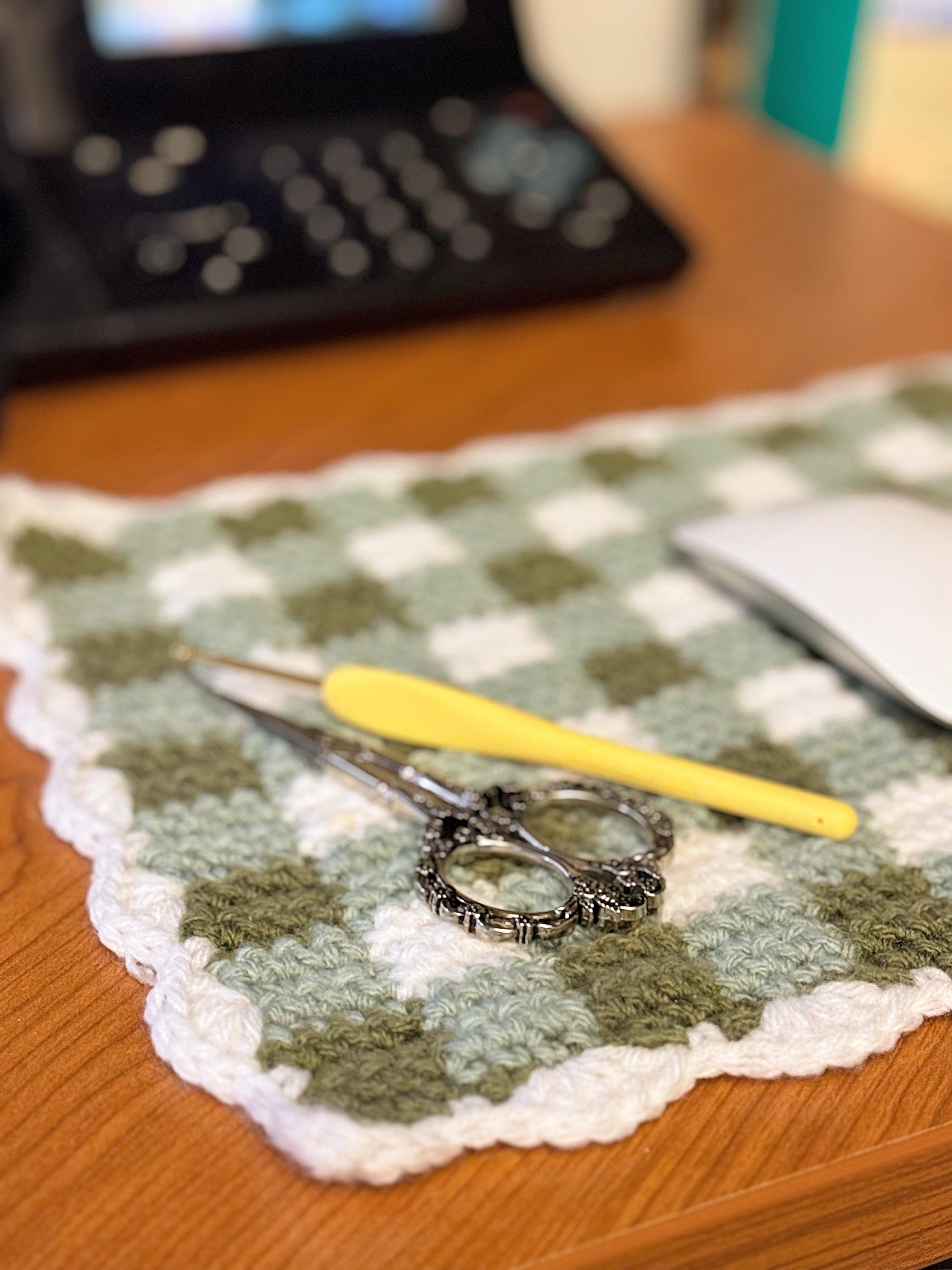 Crochet Gingham-checkered Desk Mat/desk Decor - Finished Item - Etsy