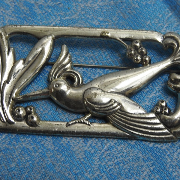 exceptionally rare vintage coro norseland sterling silver dove brooch