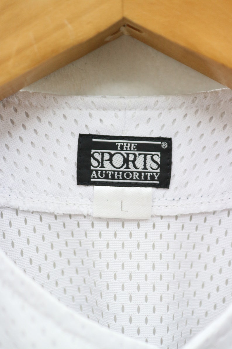 Vintage THE SPORTS AUTHORITY No Spell No Logo White Buttondown Jersey Size M