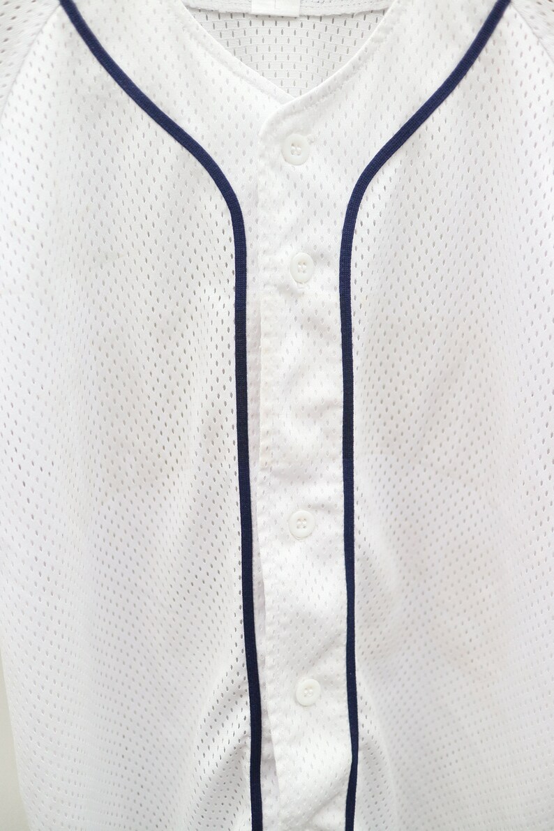 Vintage THE SPORTS AUTHORITY No Spell No Logo White Buttondown Jersey Size M